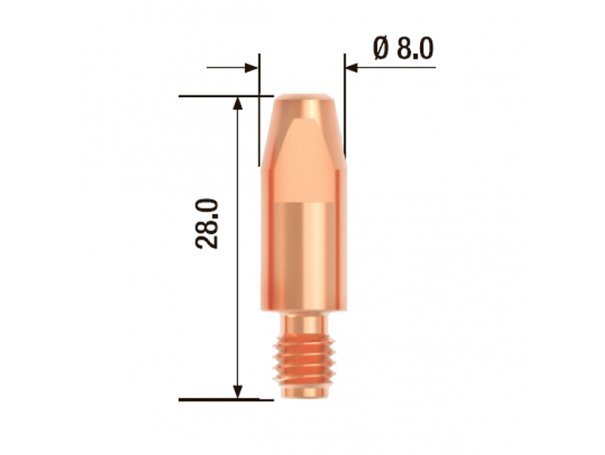 Контактный наконечник M6x28 мм, 0,6 мм, E-Cu (25 шт) FUBAG FB.CTM6.28-06 Контактный наконечник M6x28 мм, 0,6 мм, E-Cu (25 шт) FUBAG FB.CTM6.28-06