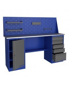Верстак слесарный гаражный двухтумбовый с экраном Верстакофф PROFFI-E 218 Т Д5 Э