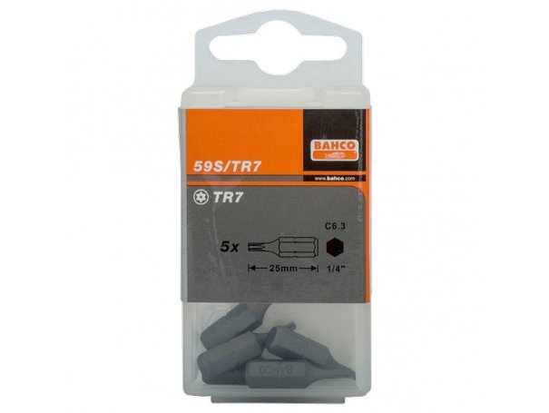 Набор вставок (бит) 1/4 дюйма TORX TR20, 25 мм, 5 предметов, BAHCO 59S/TR20 Набор вставок (бит) 1/4 дюйма TORX TR20, 25 мм, 5 предметов, BAHCO 59S/TR20