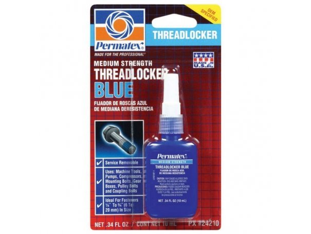 Фиксатор резьбовых соединений средней фиксации синий, 10 мл, Permatex Medium Strength Threadlocker Blue