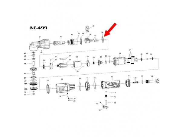 Ремкомплект для пневматической трещотки NE-499, шайба прижимная MIGHTY SEVEN NE-499P36