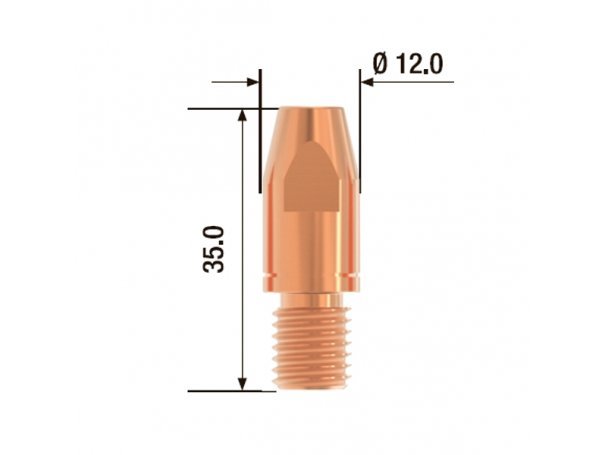Контактный наконечник M10x35 мм, 1,2 мм, CuCrZr (25 шт) FUBAG FB.CTM10.35-12