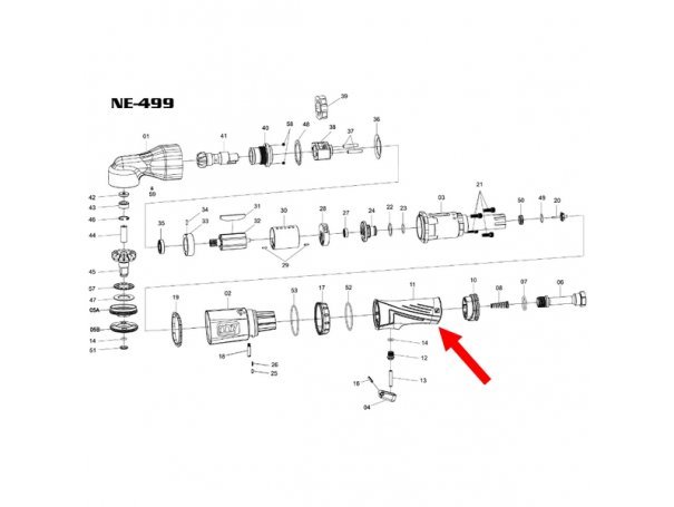 Ремкомплект для пневматической трещотки NE-499, пластиковая рукоятка MIGHTY SEVEN NE-499P11 Ремкомплект для пневматической трещотки NE-499, пластиковая рукоятка MIGHTY SEVEN NE-499P11