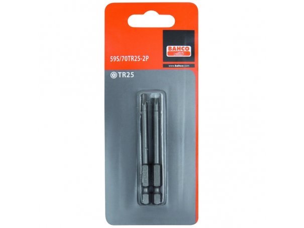 Набор вставок (бит) 1/4 дюйма TORX TR30, 70 мм, 2 предмета, BAHCO 59S/70TR30-2P Набор вставок (бит) 1/4 дюйма TORX TR30, 70 мм, 2 предмета, BAHCO 59S/70TR30-2P