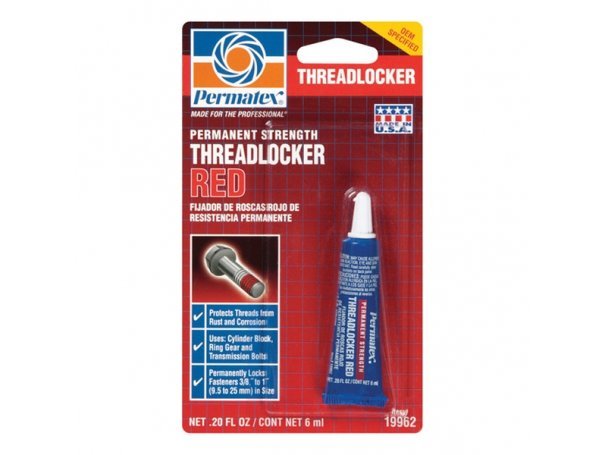 Фиксатор резьбовых соединений неразъемной фиксации красный, 6 мл, Permatex Permanent Strength Threadlocker Red Фиксатор резьбовых соединений неразъемной фиксации красный, 6 мл, Permatex Permanent Strength Threadlocker Red