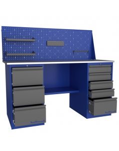 Верстак слесарный двухтумбовый с экраном Верстакофф PROFFI 216 Д3 Д5 Э