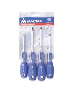 Набор отверток PHILLIPS, SLOTTED 4 предмета Мастак 04-4HB