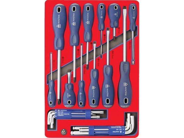 Набор отверток, шестигранников и TORX, ложемент, 27 пр. МАСТАК 5-40627 Набор отверток, шестигранников и TORX, ложемент, 27 пр. МАСТАК 5-40627